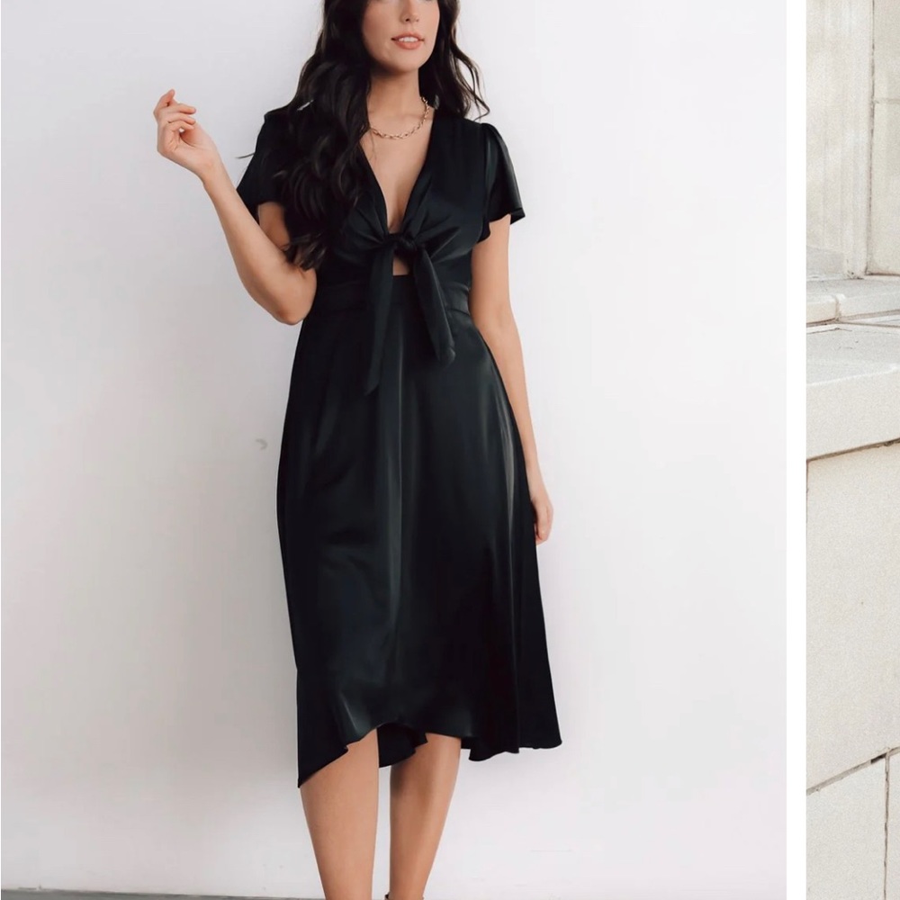 Black Satin midi dress